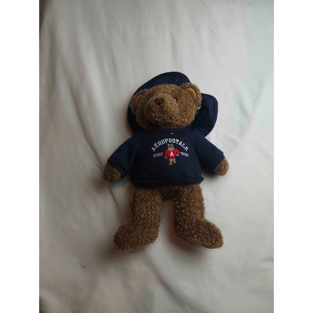 Aeropostale "Built Tough" Bulldog Logo 16" Plush Teddy Bear Sweatshirt & Hat